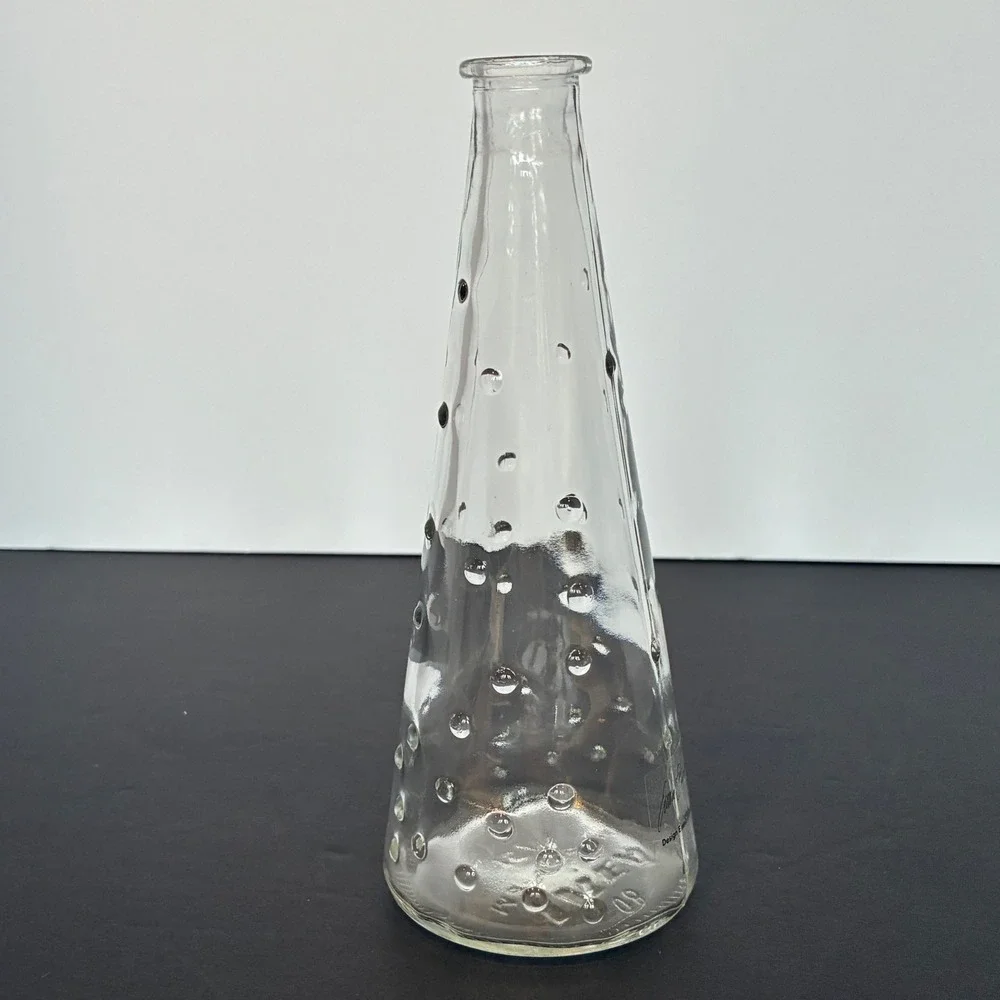 Vtg IKEA Vase Emma Dafnas Cone Bubble Textured Glass Scandinavian Hobnail MCM
